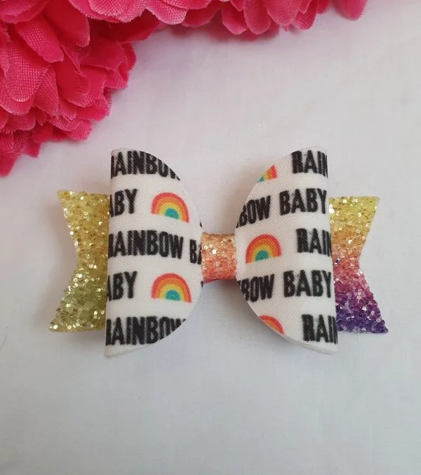 Medium rainbow baby bow