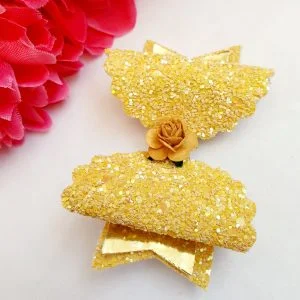 Medium yellow bow with flower