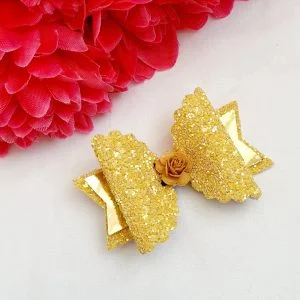 Medium yellow bow with flower