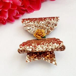 Medium gold glitter flower bow