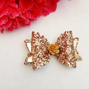 Medium gold glitter flower bow
