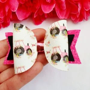 Tractor flower hair bow
