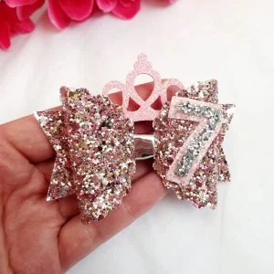 Birthday pink sparkle 7 bow