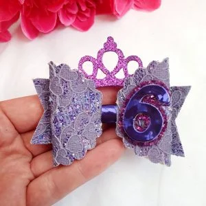 Birthday purple 6 bow