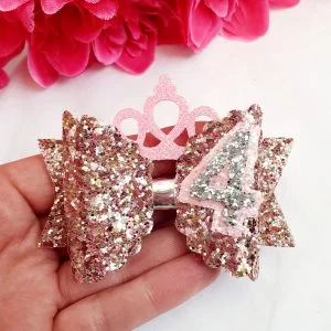 Birthday pink sparkle 4 bow