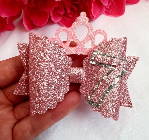 Birthday pink 7 bow