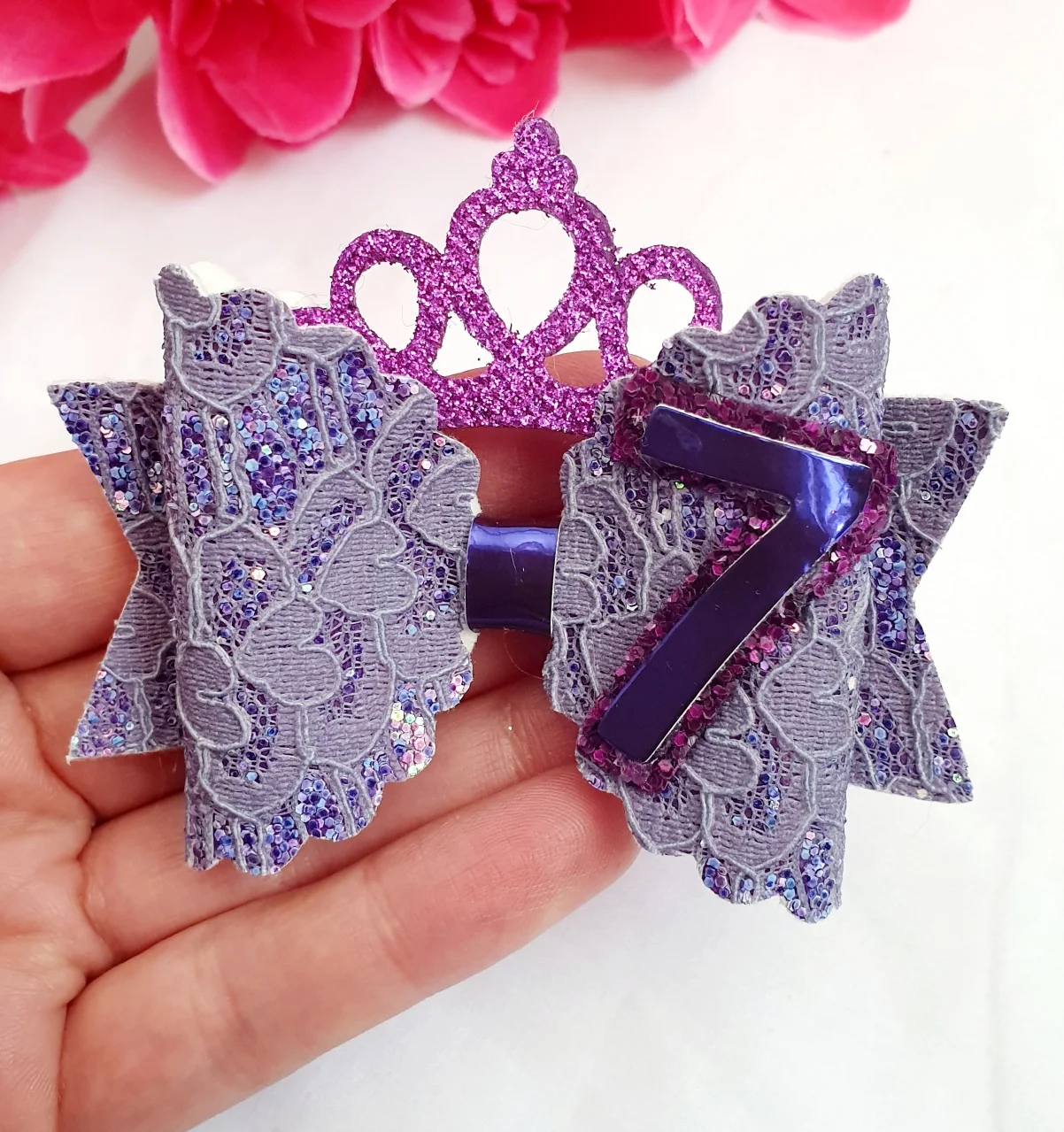 Birthday purple 7 bow