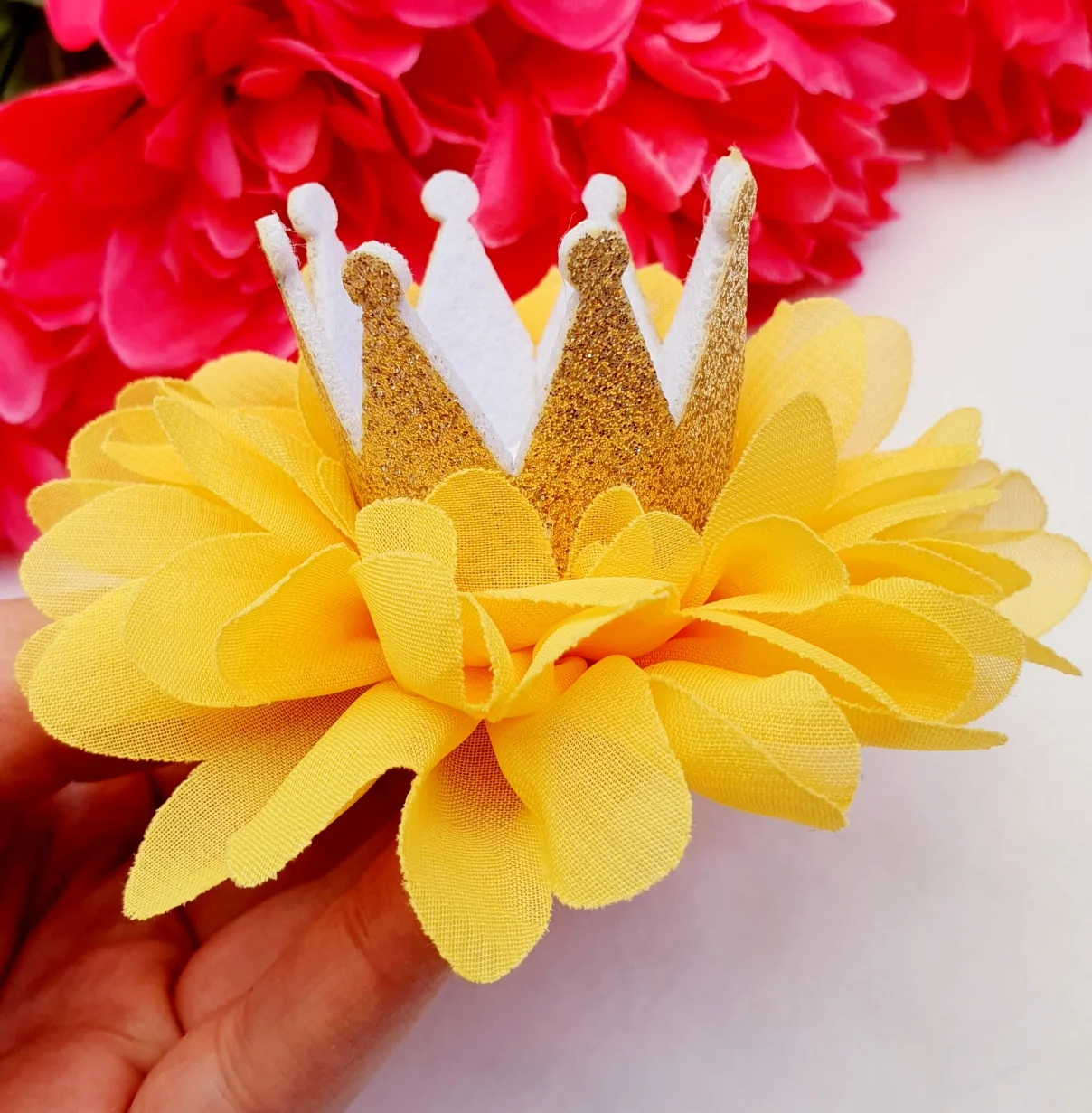 yellow tutu crown hair bow