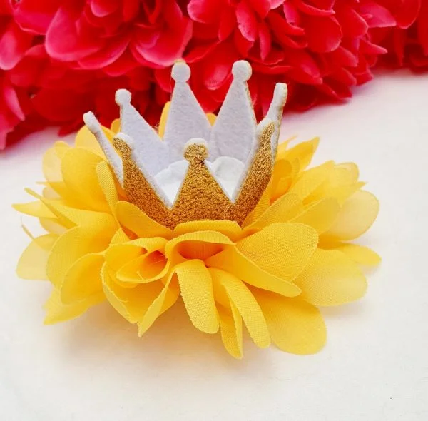 yellow tutu crown hair bow