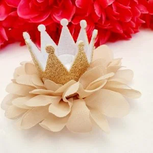 Gold tutu crown hair bow