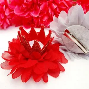 Red tutu crown hair bow