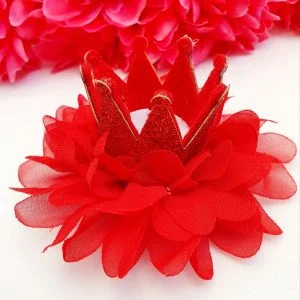 Red tutu crown hair bow