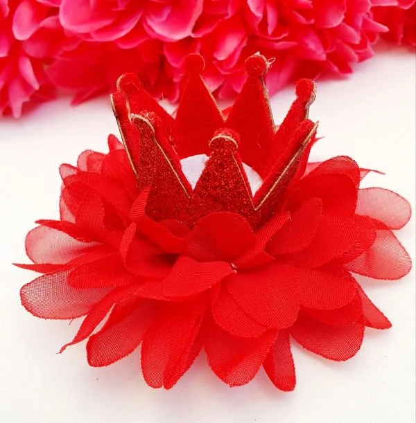 red tutu crown hair bow