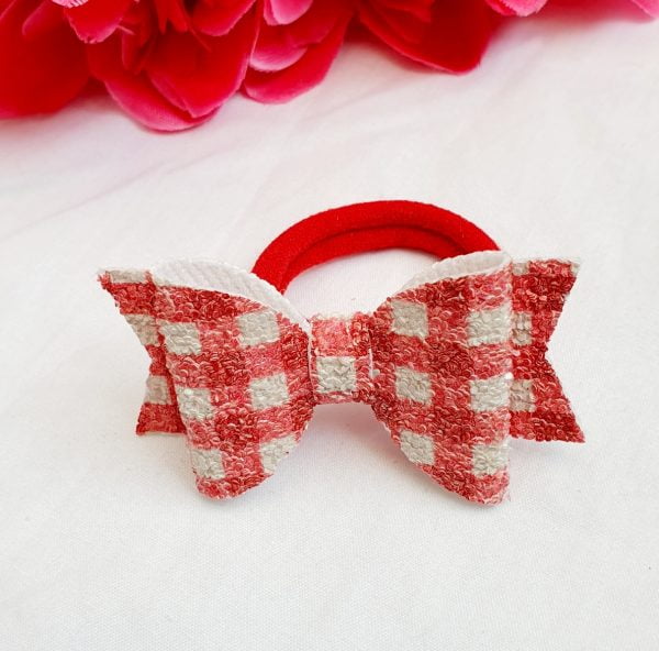 Red gingham bow bobble