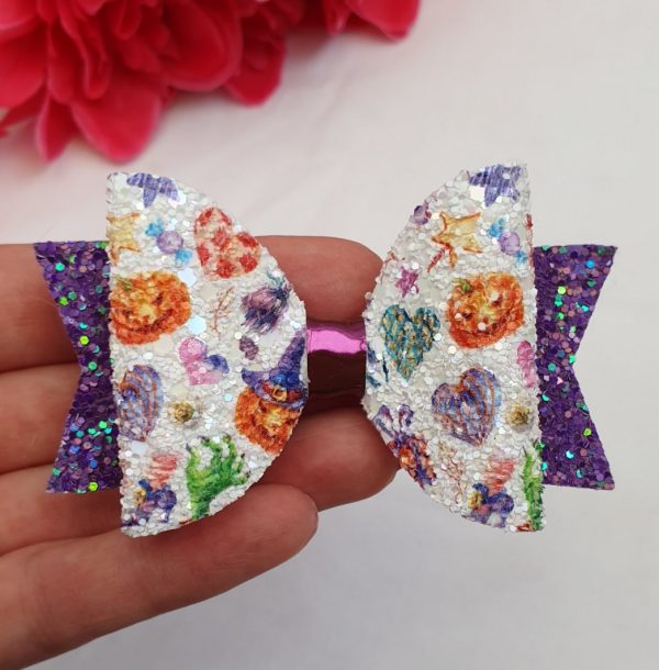 Purple sparkle Halloween Bow
