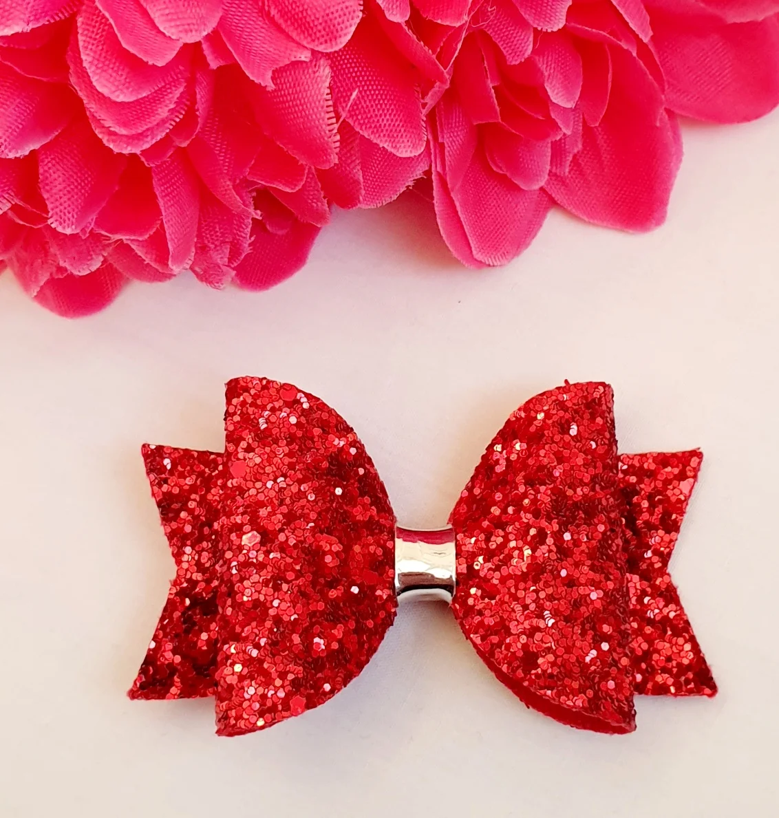 red glitter hair bow