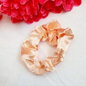 peach satin scrunchie