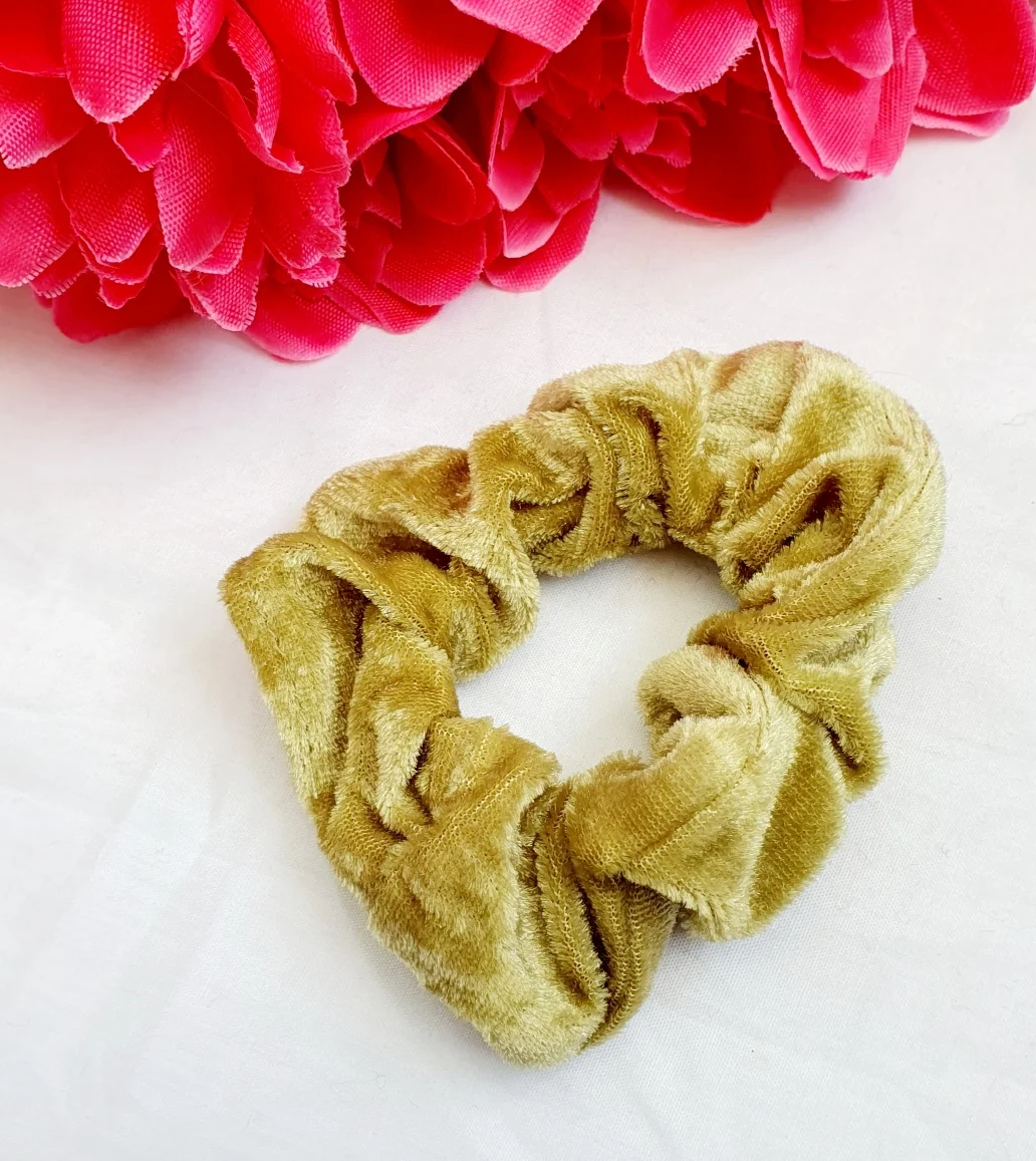 Khaki green velvet scrunchie