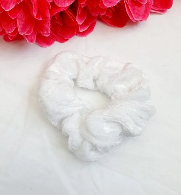White velvet scrunchie