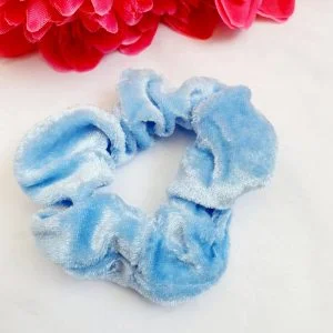 Baby blue velvet scrunchie