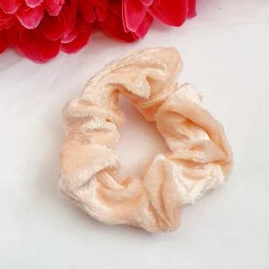 Peach velvet scrunchie