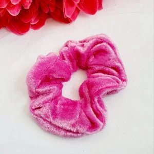 Dark pink velvet scrunchie