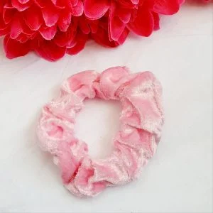 Pale pink velvet scrunchie